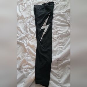 Aviator Nation Black Leggings with White Lightning Bolt